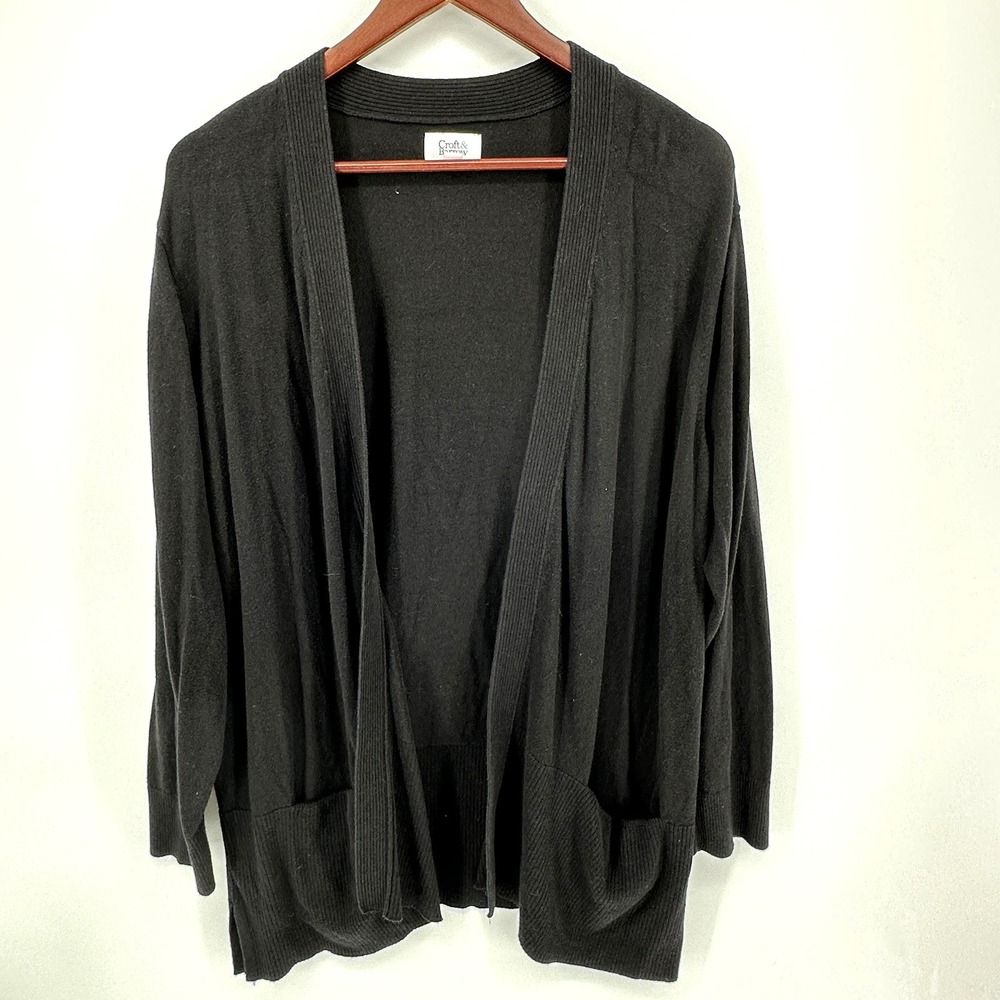Croft & Barrow Women's 3X  Long Sleeve Black Cardigan With Pockets